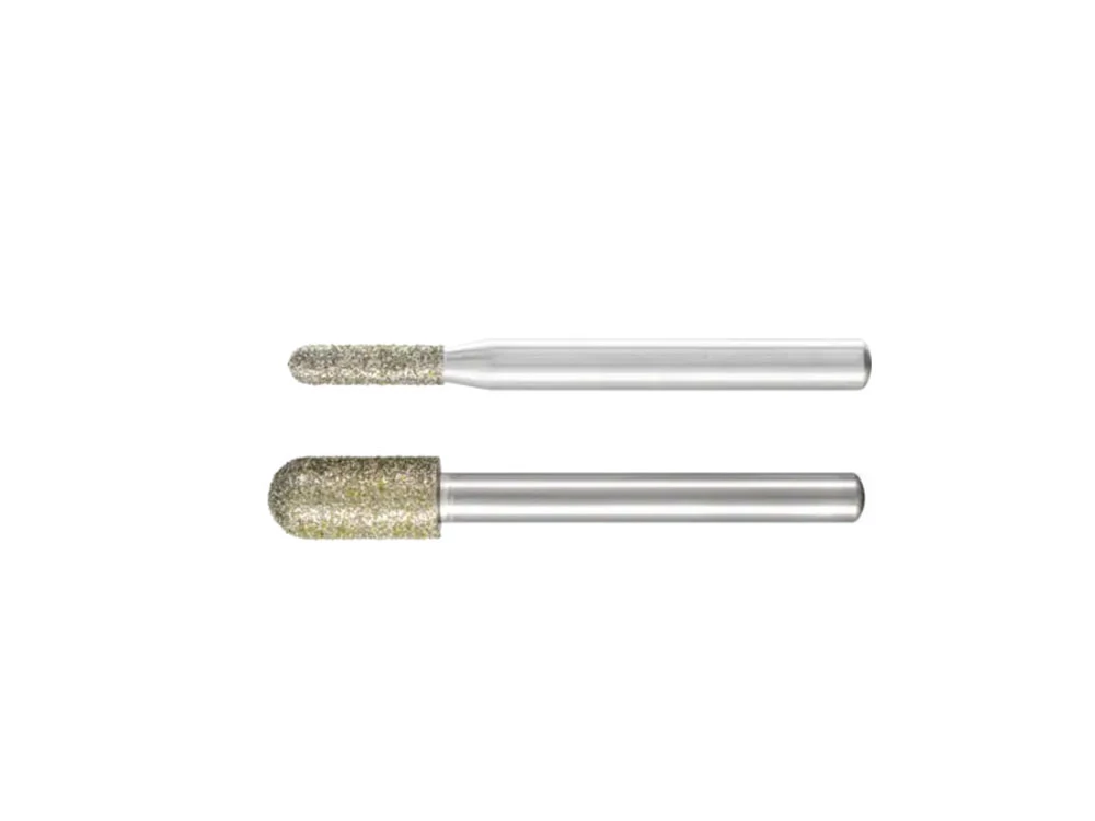Meules sur tige diamant - Forme cylindrique à bout arrondi